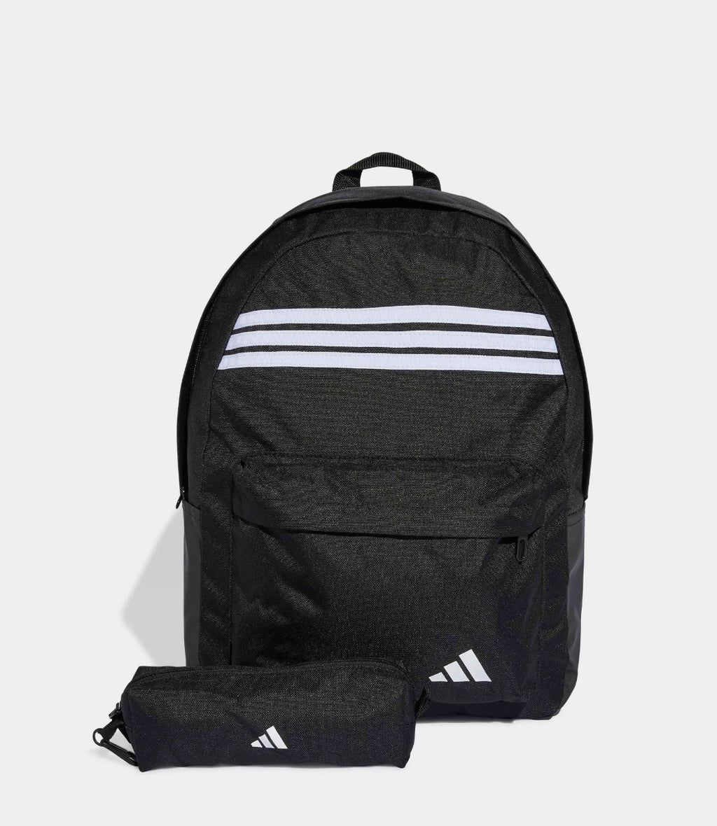 adidas Black 3 Stripe Pencil case & Backpack