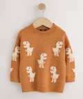 Tan Brown All Over Character
Knitted Crew Neck Jumper