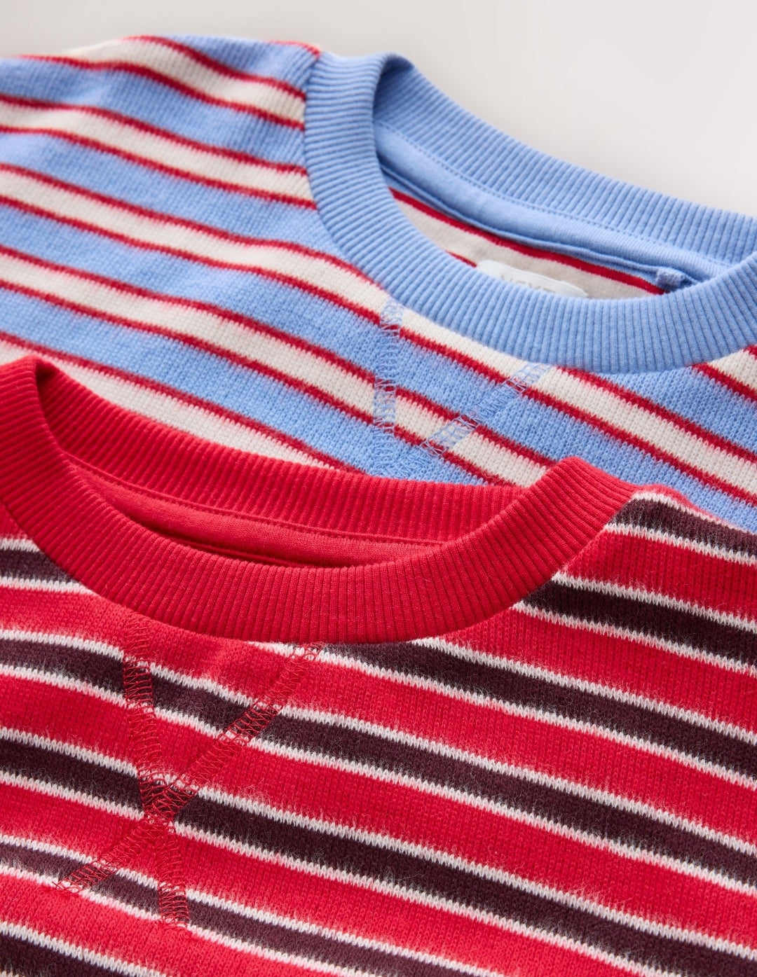 Red/ Blue Stripe Cosy Rib Sweatshirts 2Pack