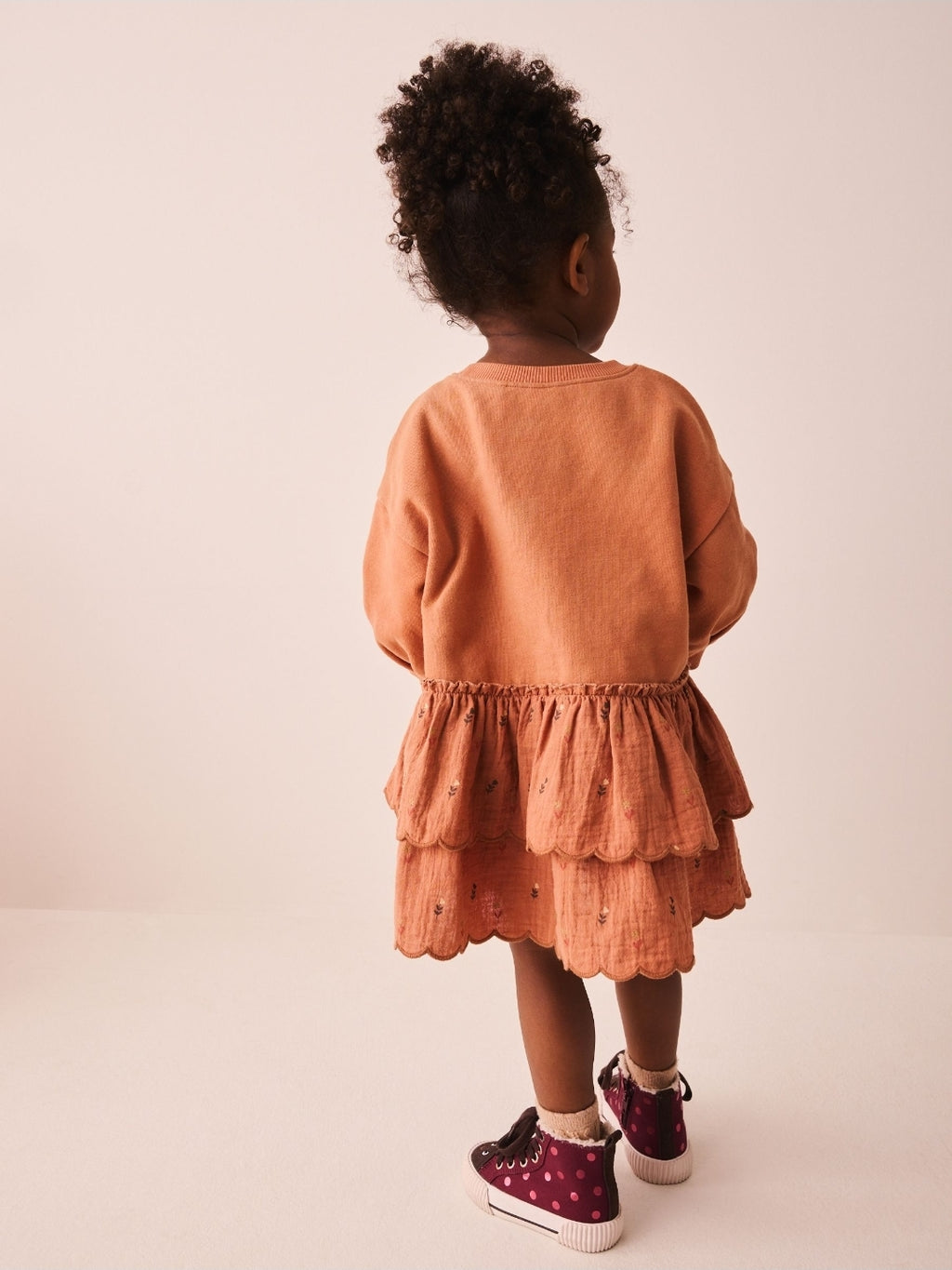 Orange Hedgehog Embroidery Long Sleeve Sweat Dress