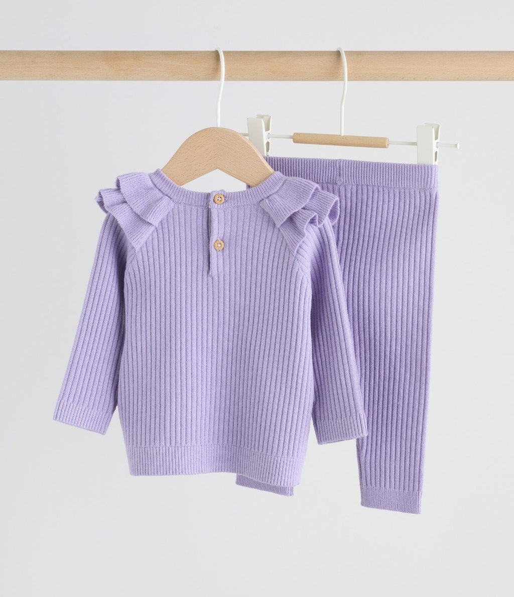 Purple Baby Knitted Jumper and Leggings Set 2 Piece
