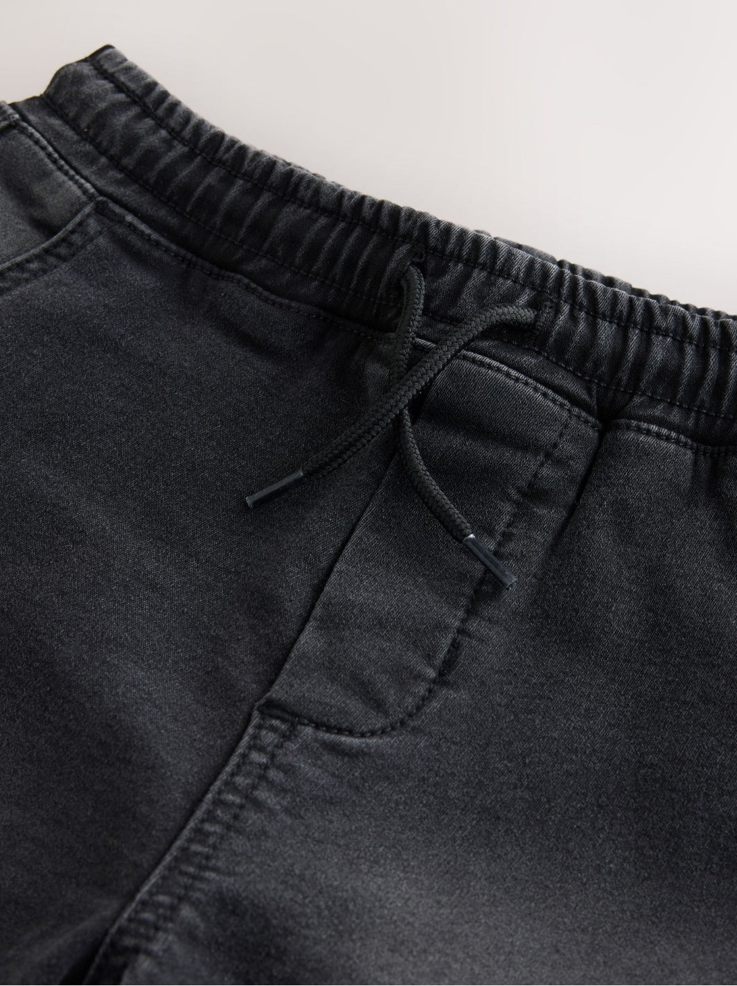 Black Loose Fit Elasticated Waist Denim Cargos Jeans