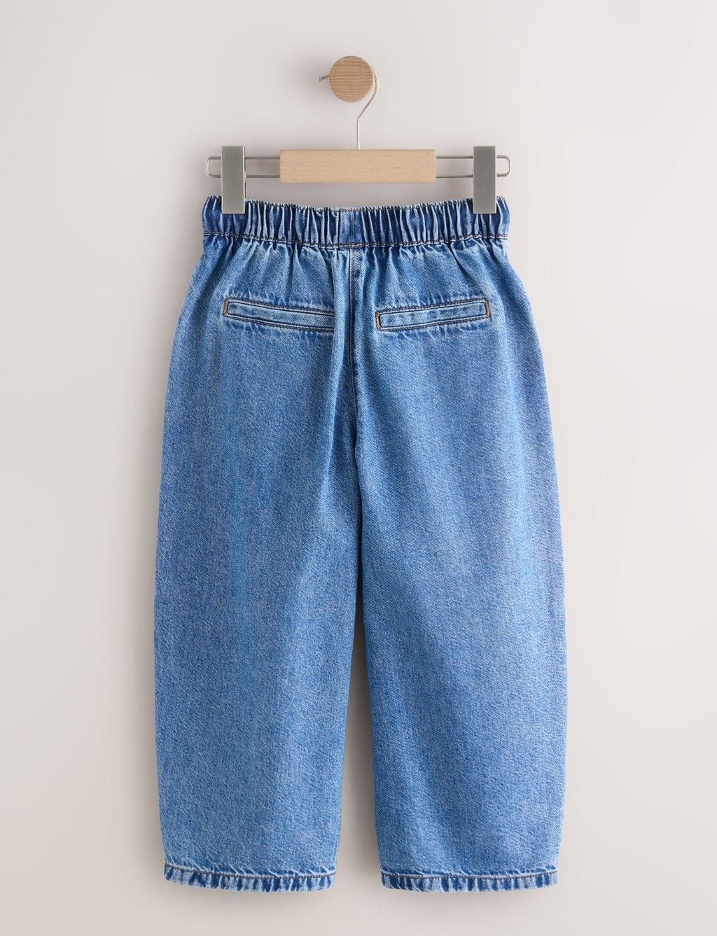 Mid Blue Pullon Barrel Jeans