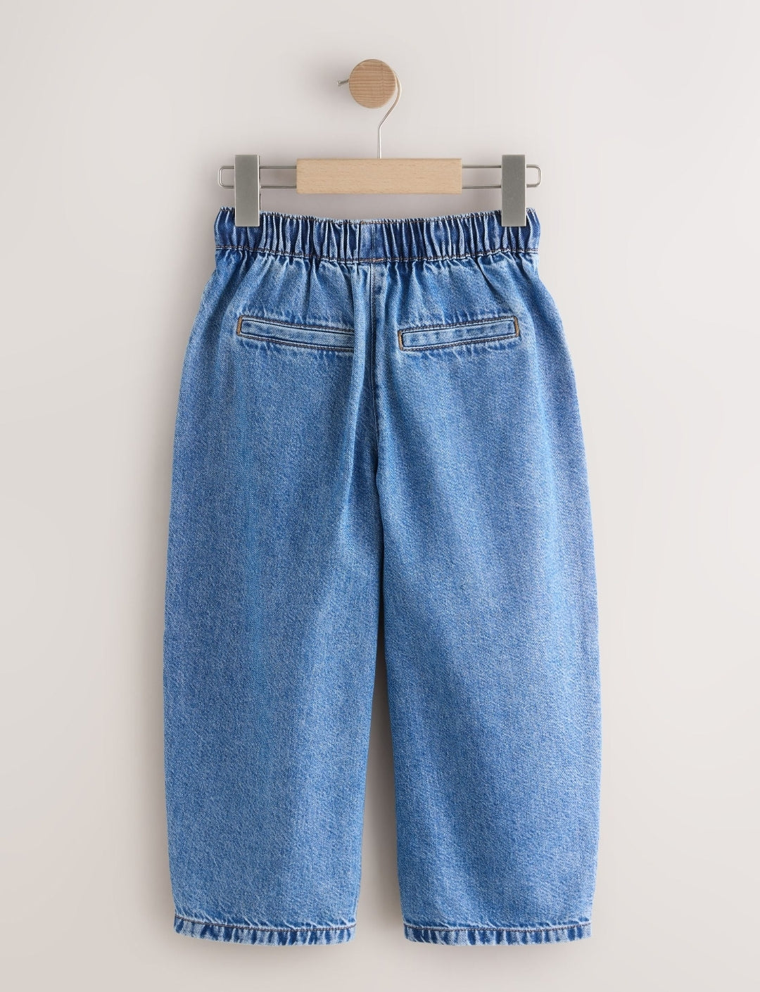 Mid Blue Pullon Barrel Jeans