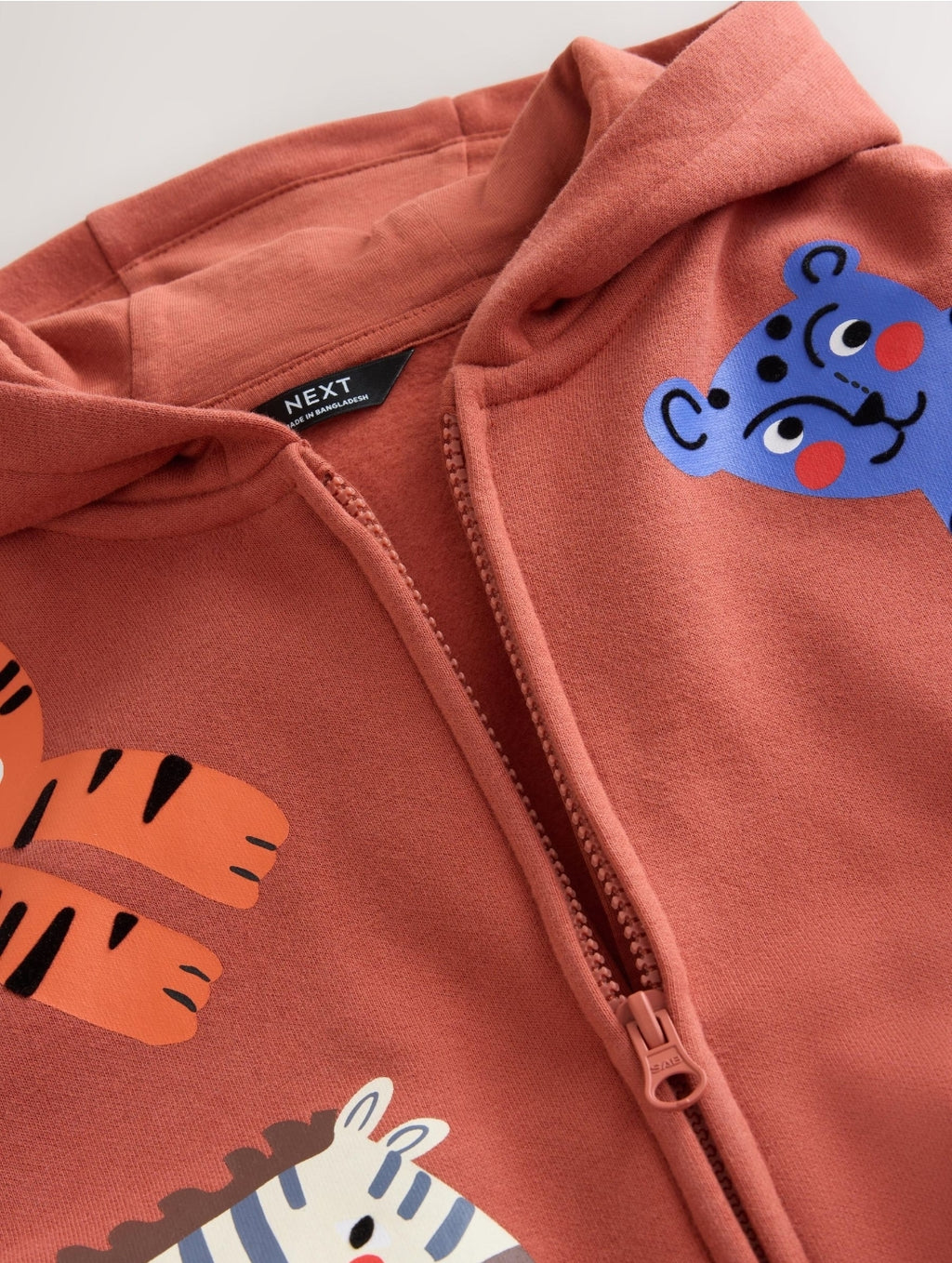 Tan Brown Printed Zip Up Hoodie