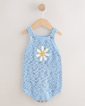 Blue Daisy Knitted Baby Romper