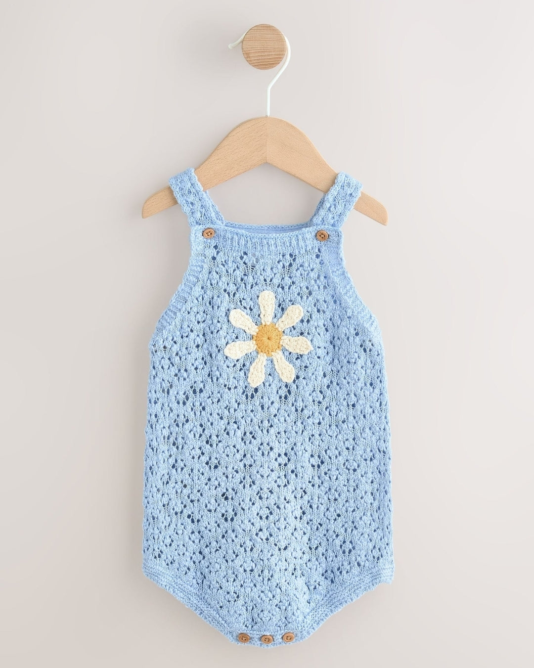 Blue Daisy Knitted Baby Romper