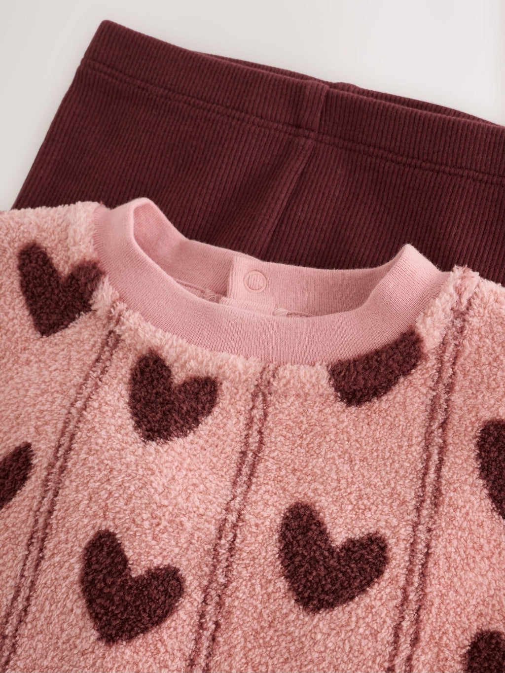 Pink Heart Baby Fleece Sweater and Leggings Set 2 Piece