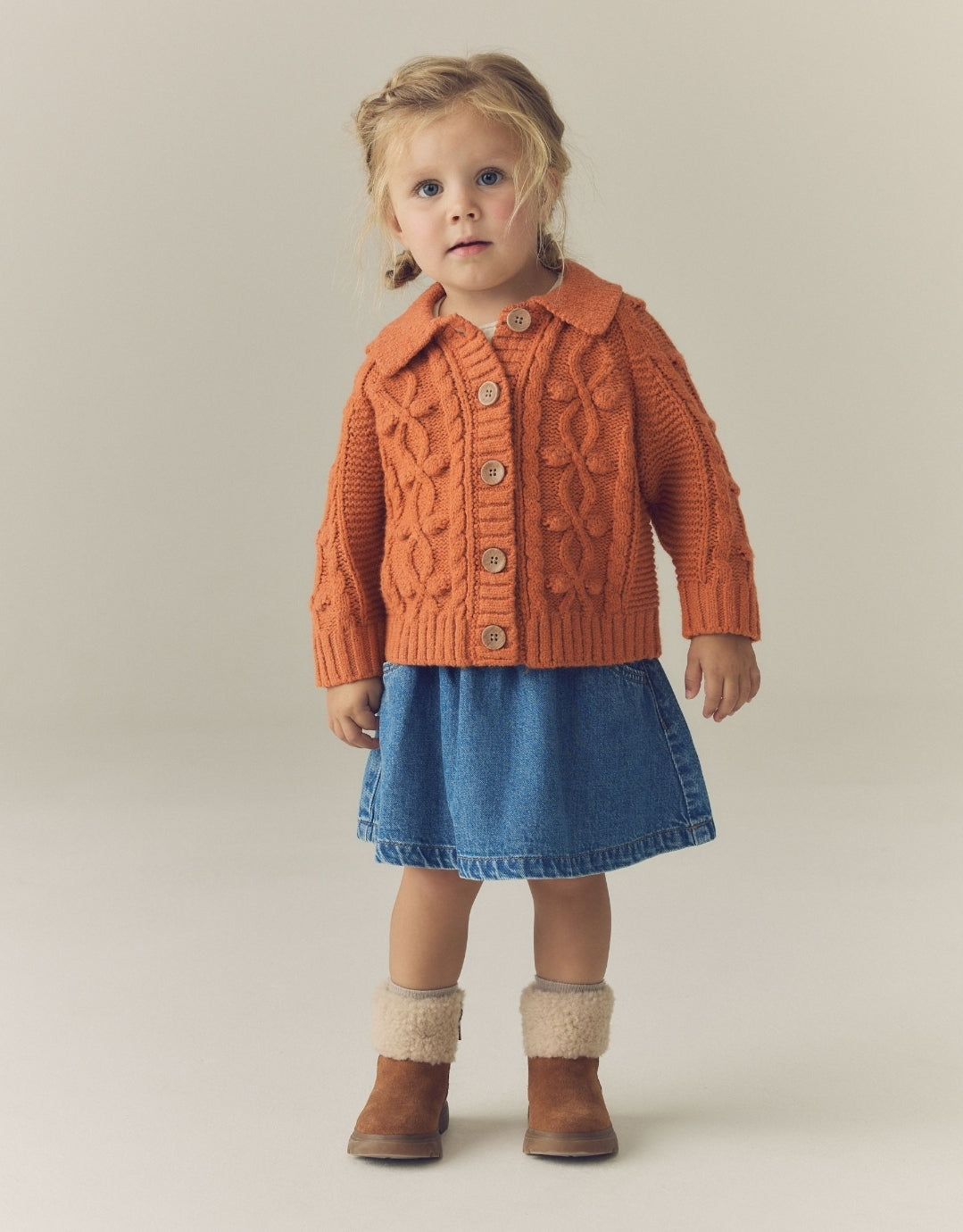 Pumpkin Chunky Bobble Cardigan