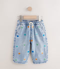 Blue All Over Embroidered Wide Fit Jeans