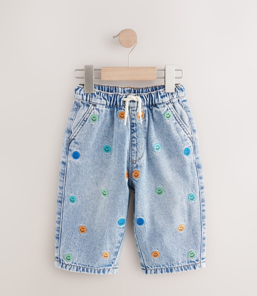 Blue All Over Embroidered Wide Fit Jeans