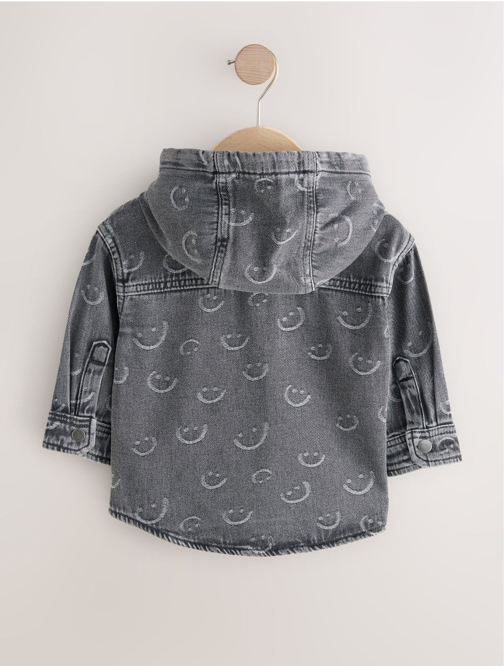 Grey Face Denim Hooded Overshirt