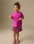 Pink/Purple Palm Tree Embroidery
Short Sleeve Top and Shorts Set