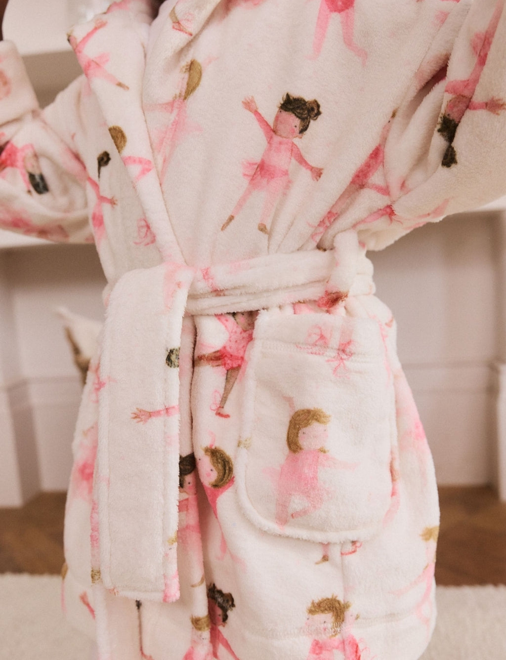 White/Pink Ballerina Fleece Dressing Gown