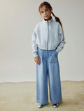 Light Blue Pull On Wide Leg Trousers