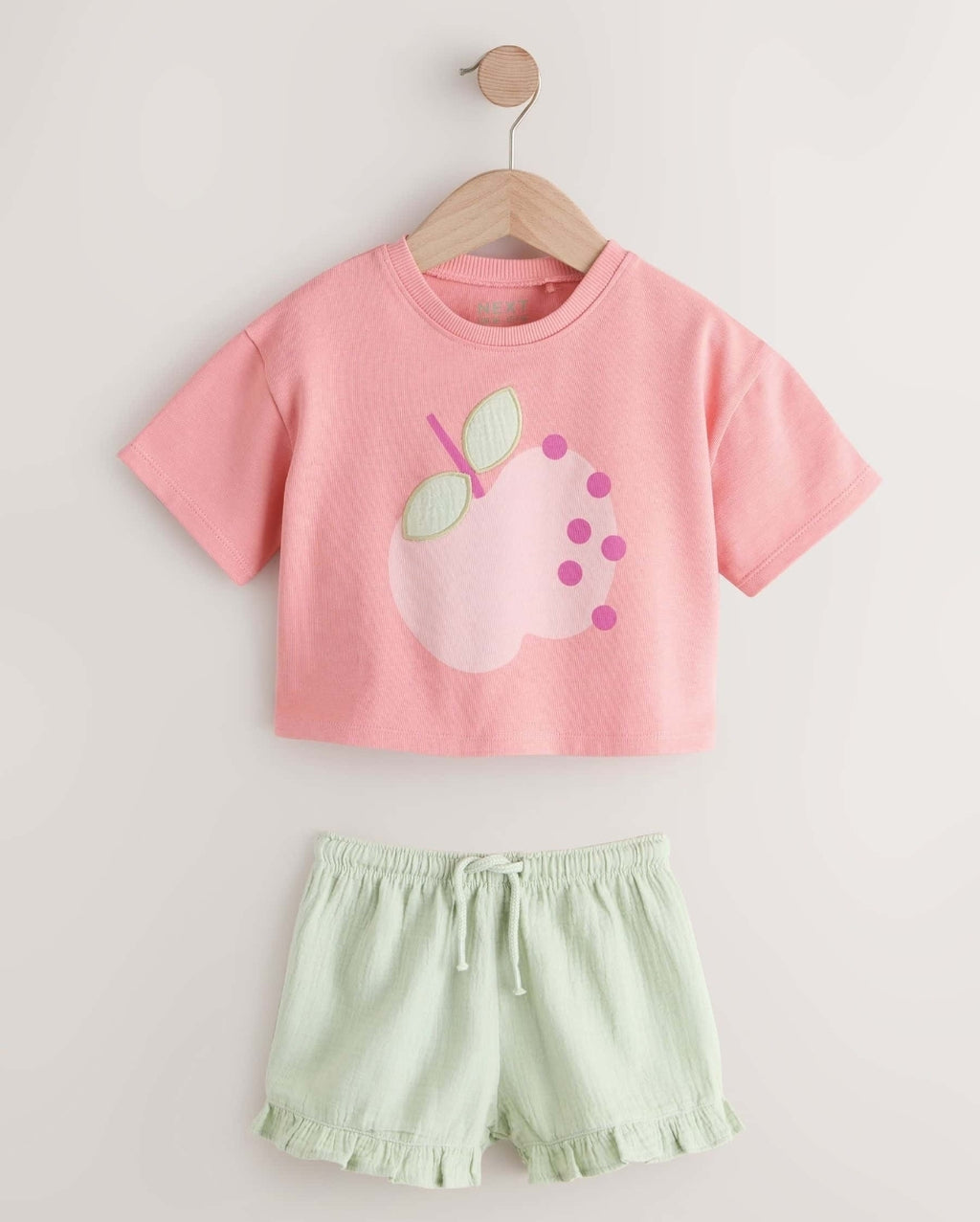 Pink Apple Short Sleeve T-Shirt and Shorts Set