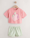 Pink Apple Short Sleeve T-Shirt and Shorts Set