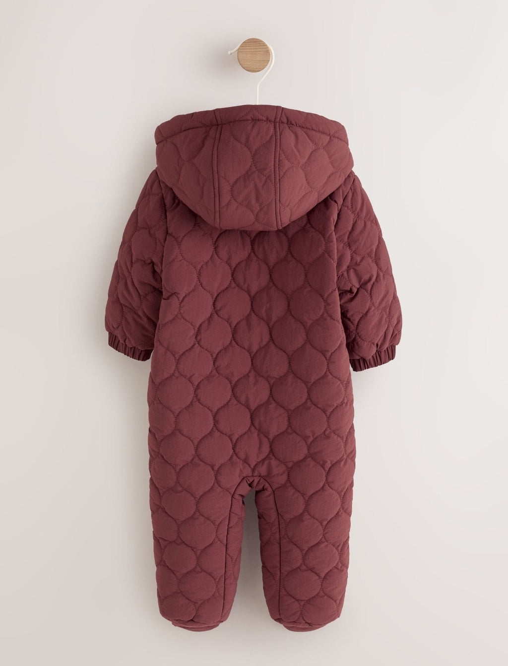 Burgundy Red Quilted Hooded
Nylon Baby All-In-One