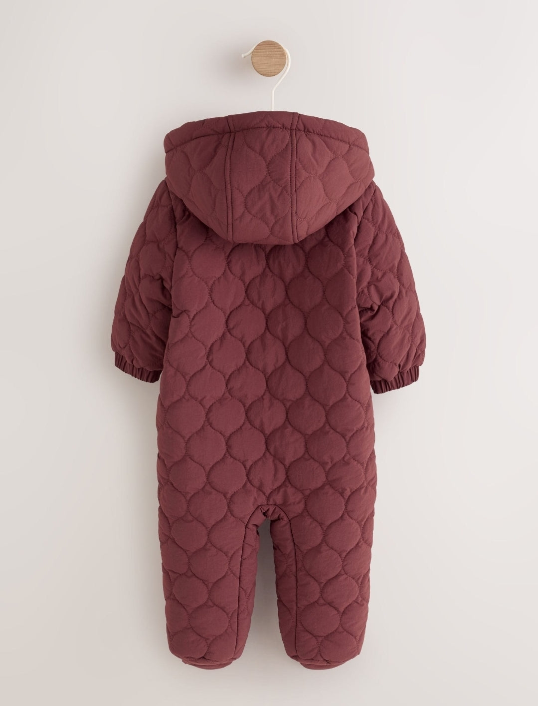 Burgundy Red Quilted Hooded
Nylon Baby All-In-One