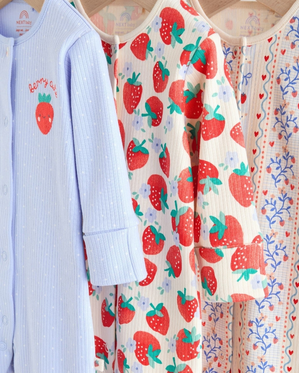 Blue Baby Strawberry Sleepsuit 3
Pack