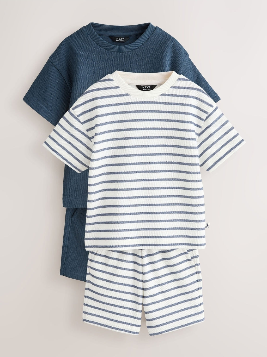 Blue/White Stripe Short Sleeve
T-Shirt and Shorts Set 2 Pack