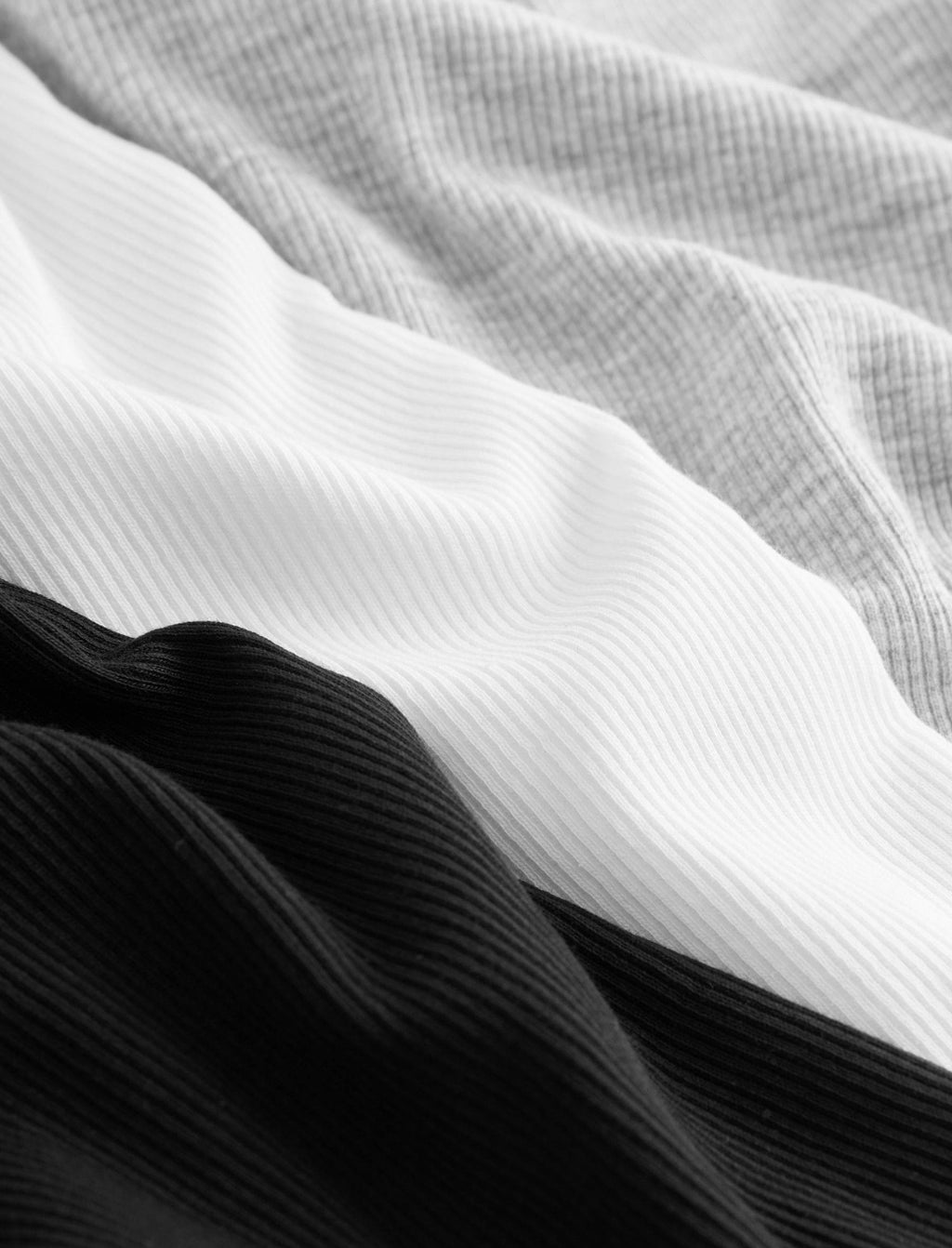 Black/White Long Sleeve Ribbed Tops 3Pack