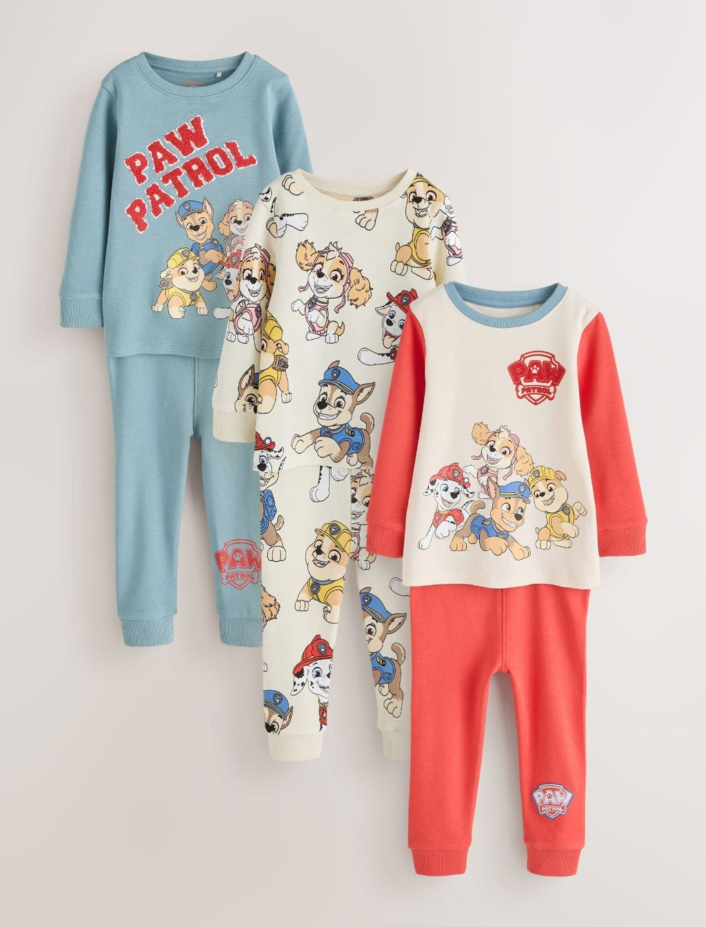 Blue/Ecru/Red Paw Patrol Snuggle Pyjamas 3 Pack