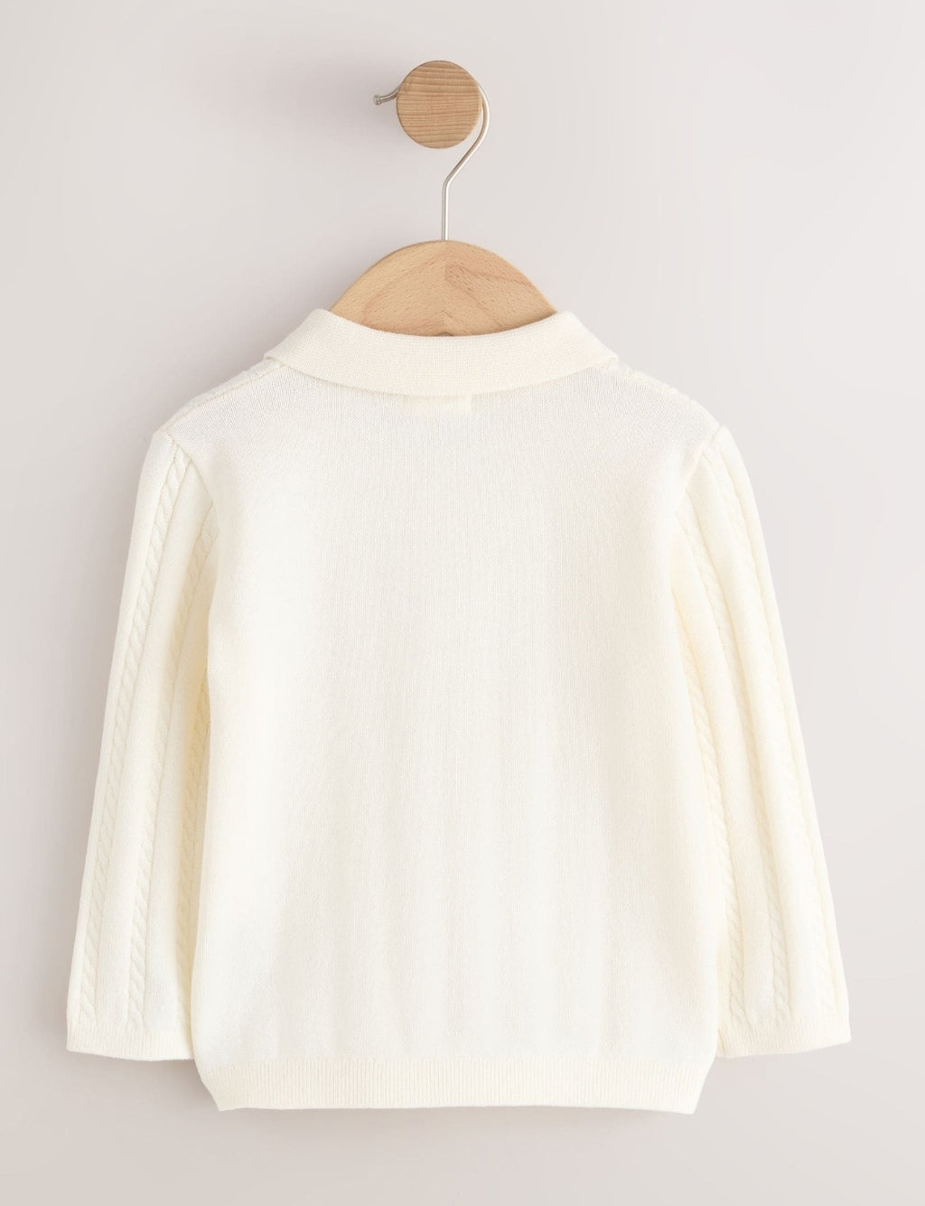 Ecru Cable Knit Polo Shirt