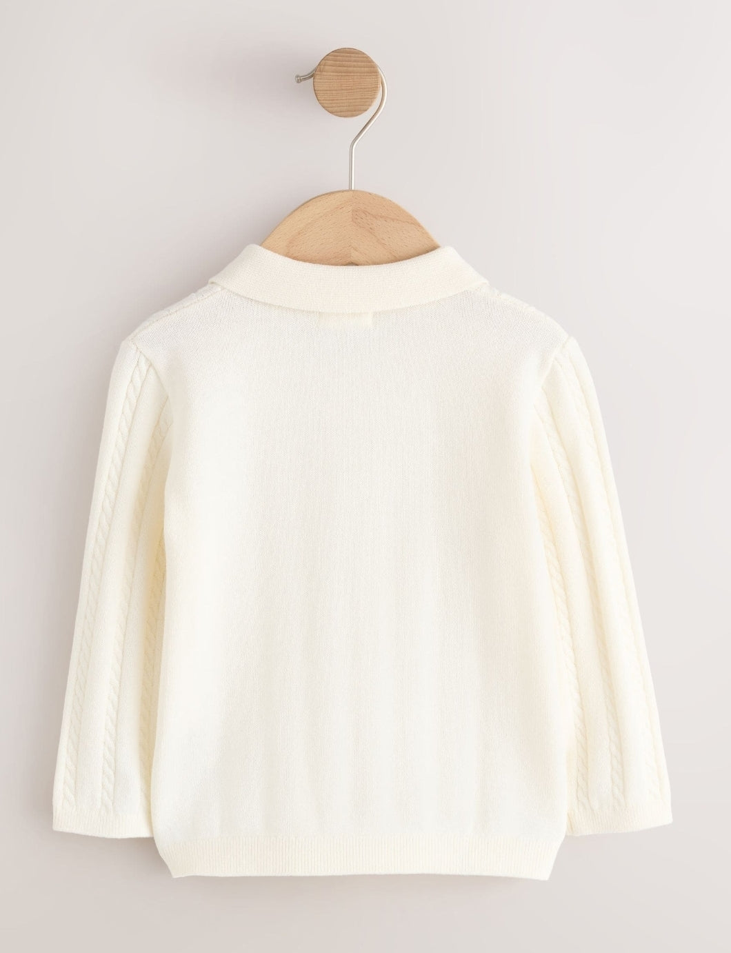 Ecru Cable Knit Polo Shirt
