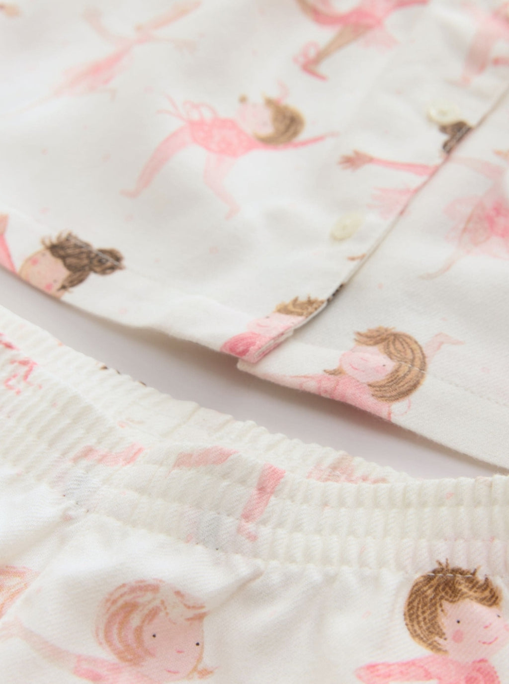 Ecru/Pink Ballerina Woven Button
Through Pyjamas