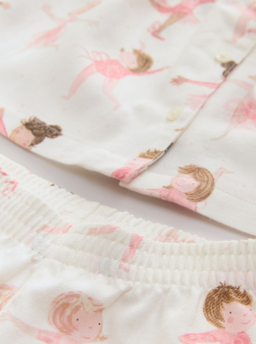 Ecru/Pink Ballerina Woven Button
Through Pyjamas