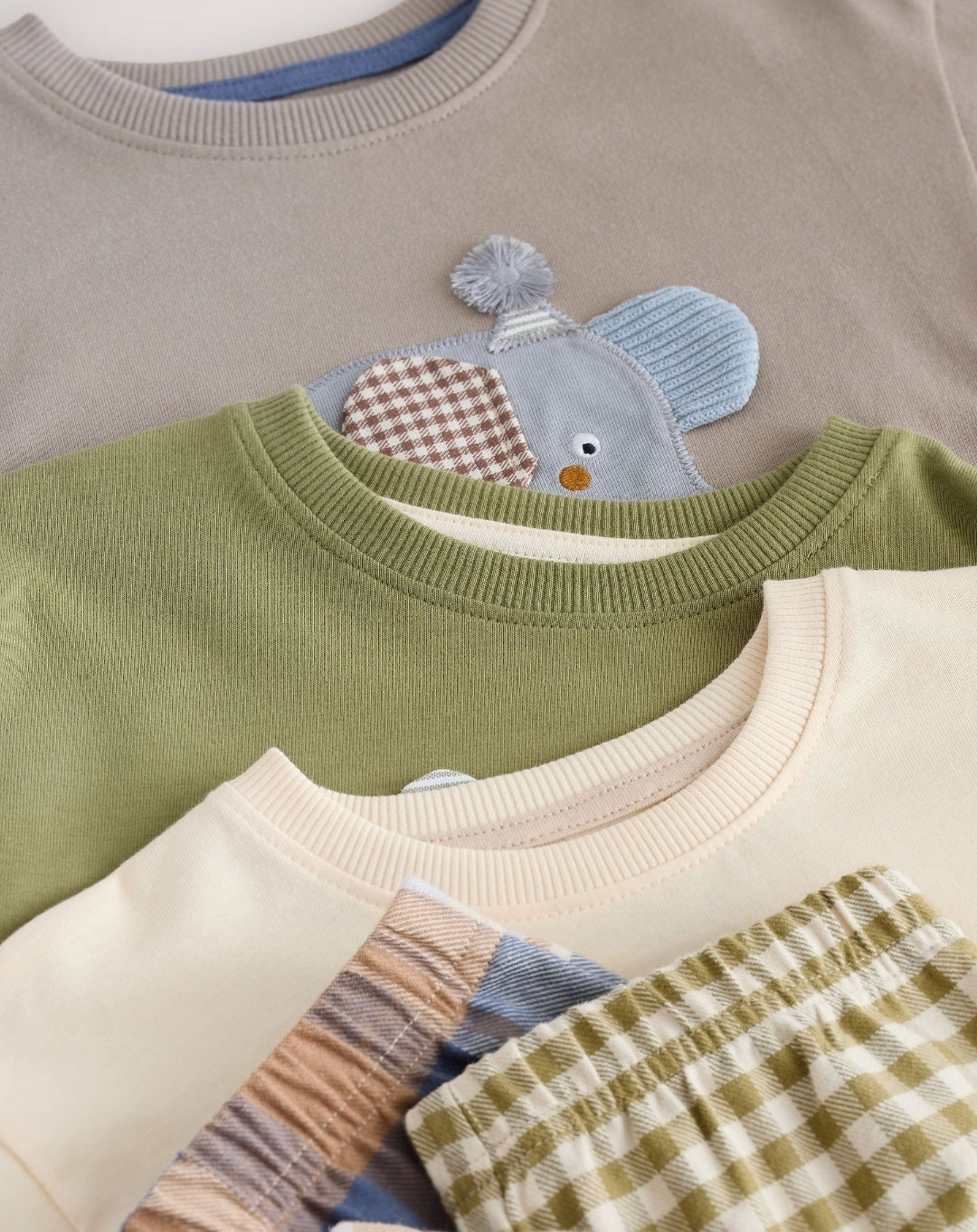 Olive Green/Stone/Ecru Animal
Check Woven Bottom Pyjamas 3