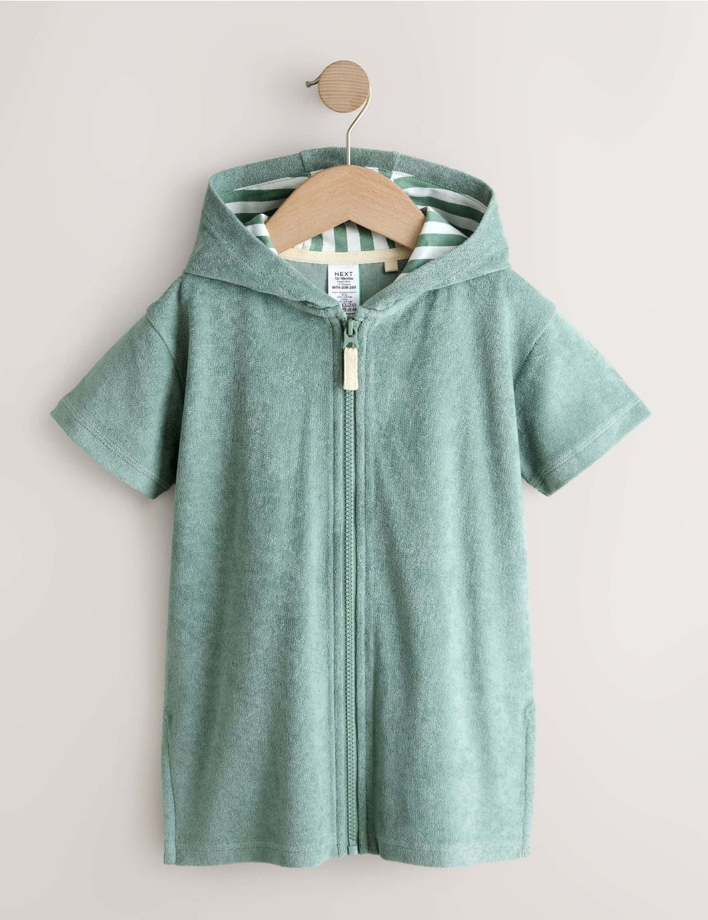 Sage Green Towelling Zip Through Cover-Up