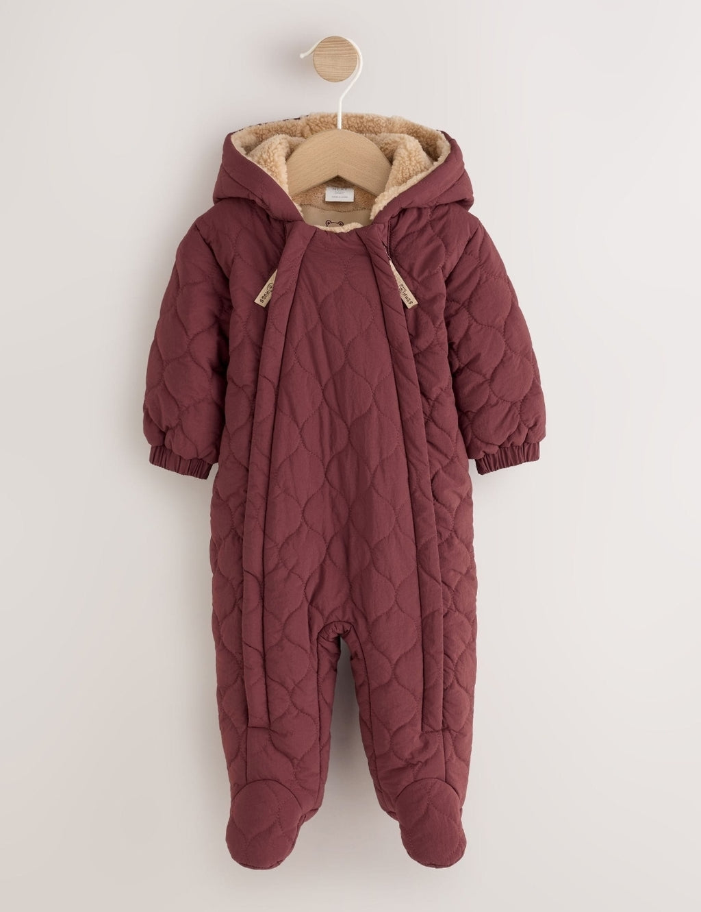 Burgundy Red Quilted Hooded
Nylon Baby All-In-One