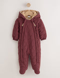 Burgundy Red Quilted Hooded
Nylon Baby All-In-One