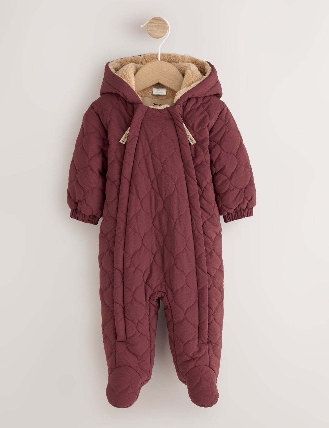 Burgundy Red Quilted Hooded
Nylon Baby All-In-One
