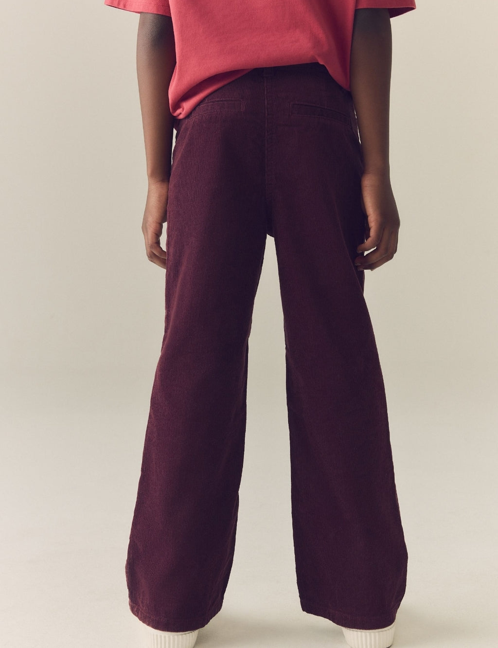 Berry Red Cord Flared Jeans