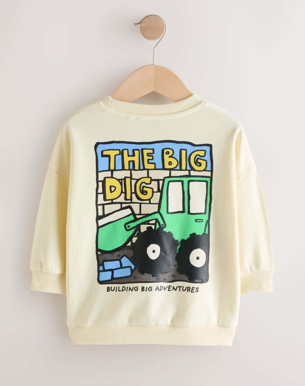 Buttermilk Yellow Digger Back Printed Crew Neck Sweat Top
