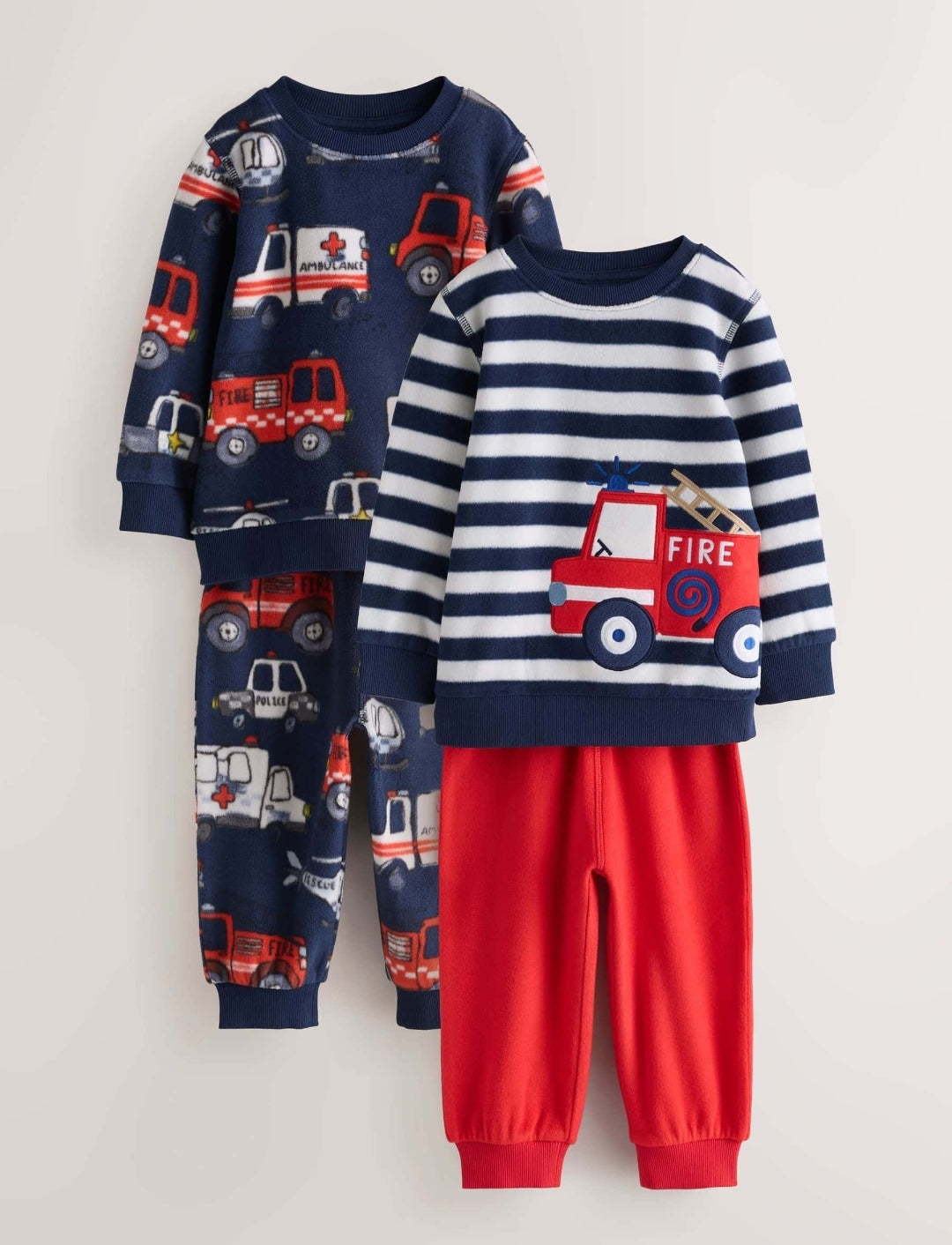 Navy Emergency Vehicles Cosy Fleece Pyjamas 2 Pack