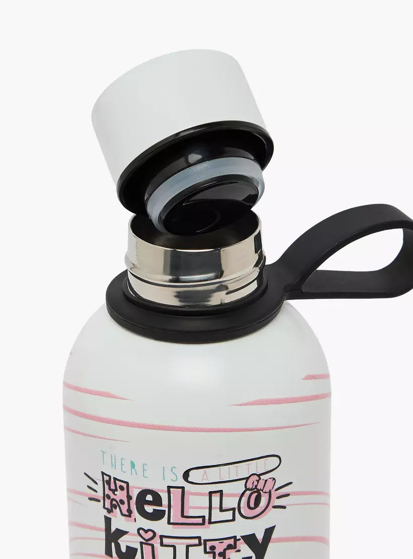 Sanrio Hello Kitty Print Stainless Steel Water Bottle with Screw Lid and Loop Handle