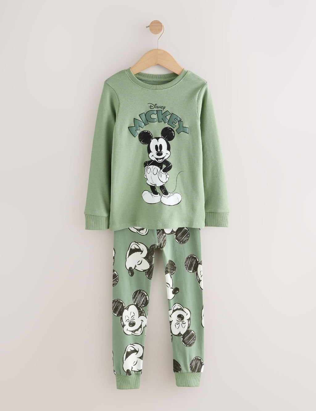 Green/Ecru Mickey Mouse Snuggle Pyjamas 3 Pack