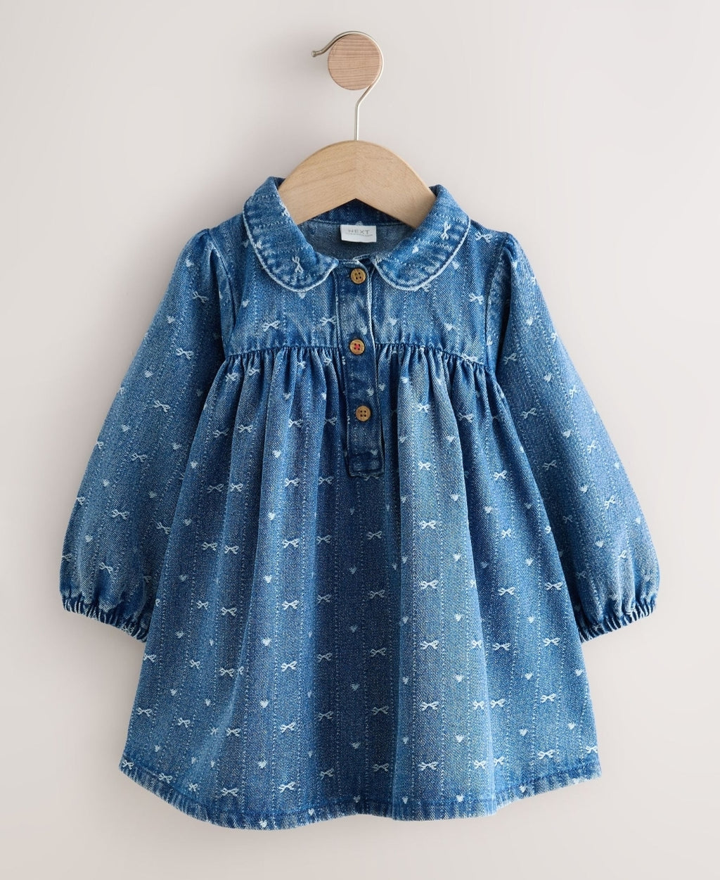 Denim Bow Long Sleeve Collar
Dress
