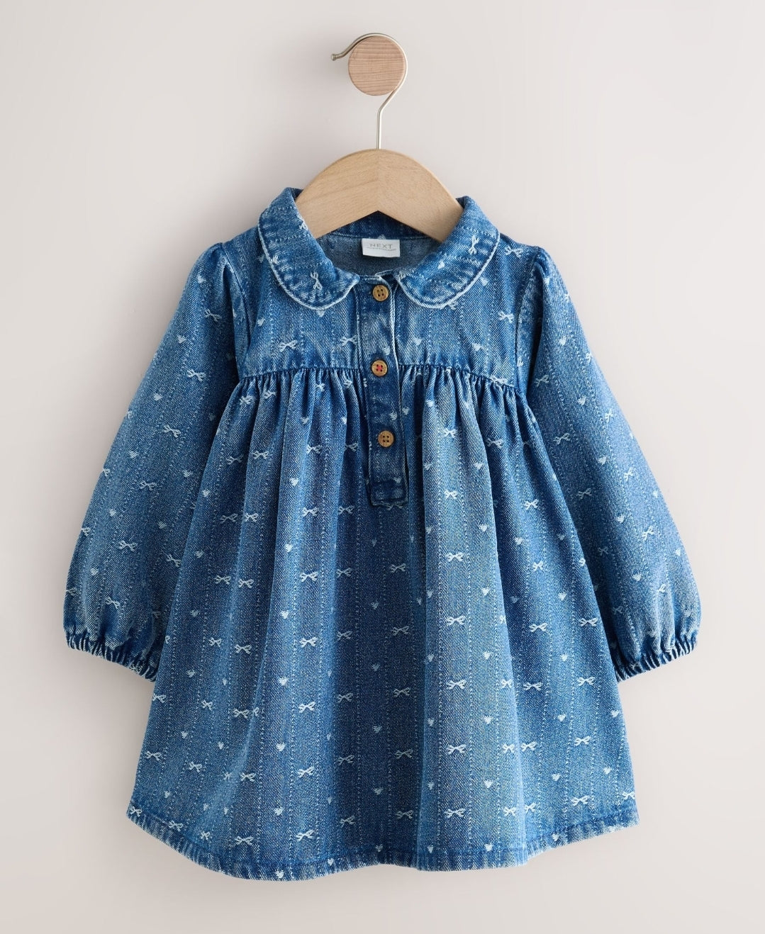 Denim Bow Long Sleeve Collar
Dress