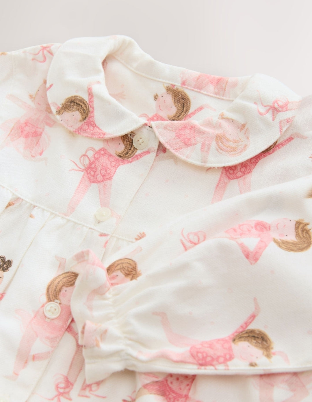 Ecru/Pink Ballerina Woven Button
Through Pyjamas