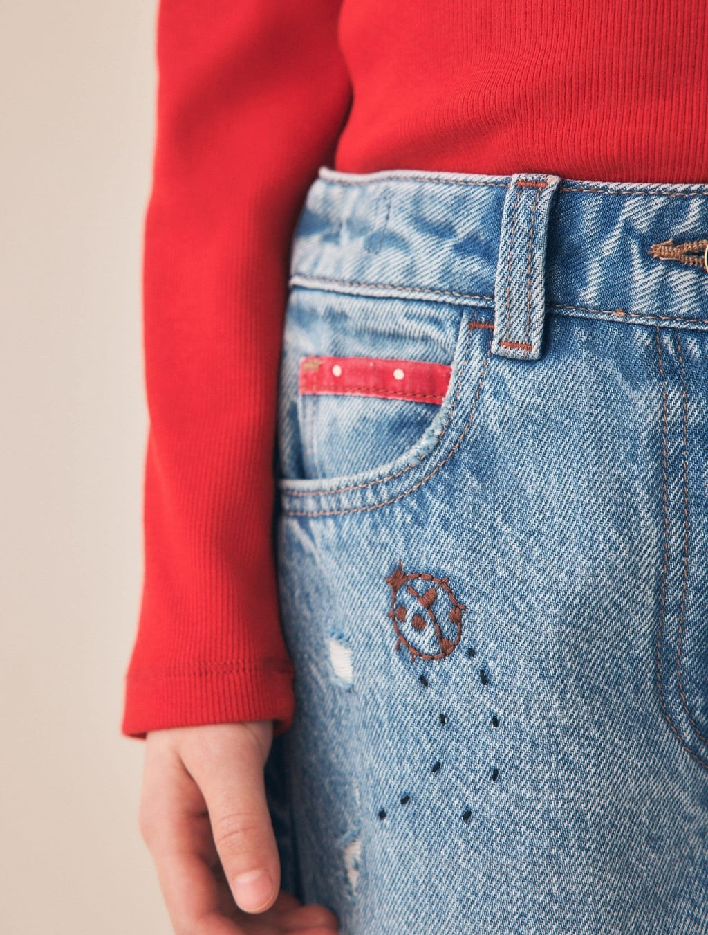 Pretty Embroidered Wide Leg Jeans