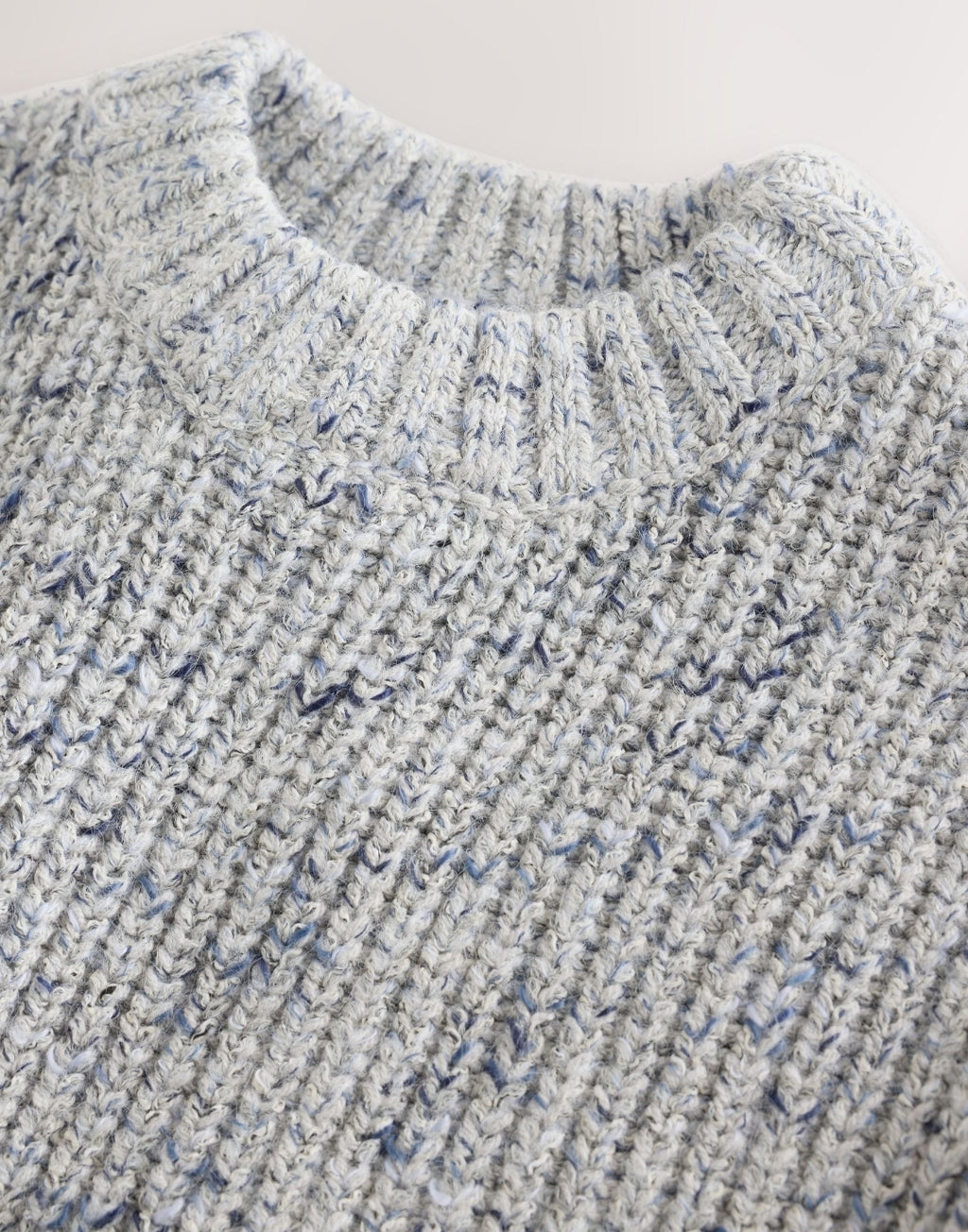 Grey Twist Knitted Crew Neck Jumper
