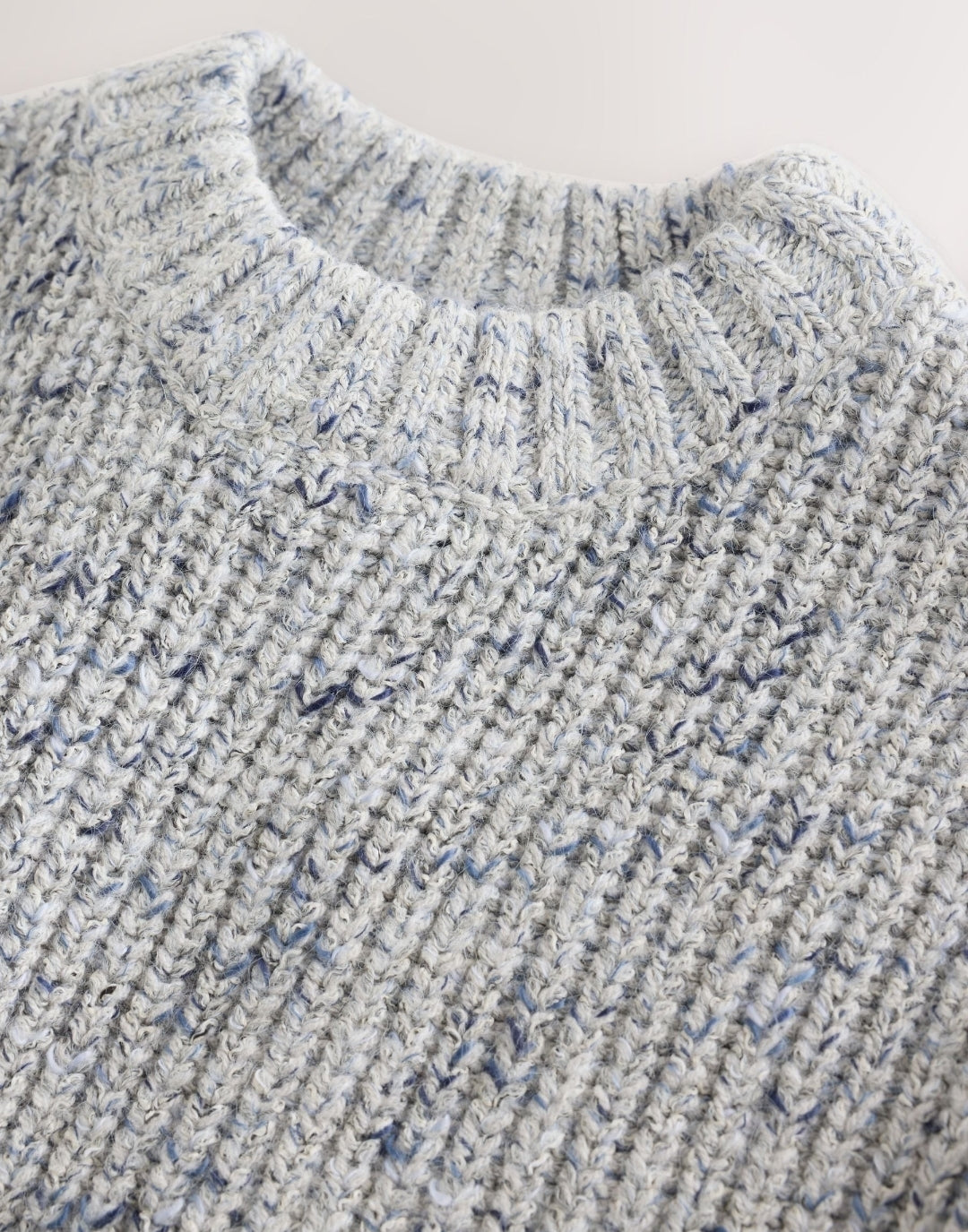 Grey Twist Knitted Crew Neck Jumper
