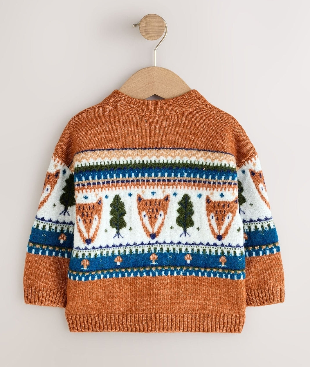 Brown/Cream Character Knitted Crew Neck Jumper