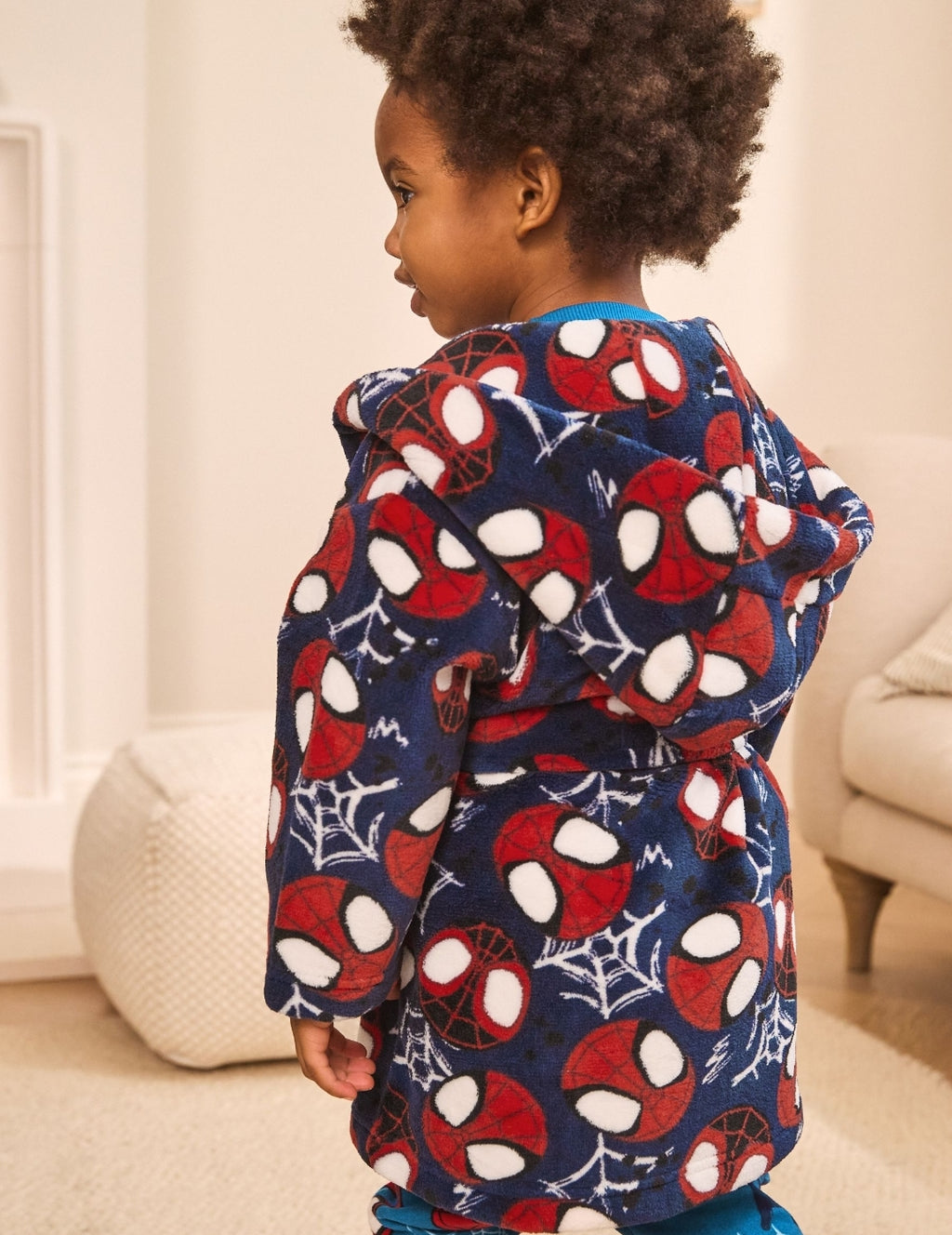 Navy Spiderman Fleece Robe