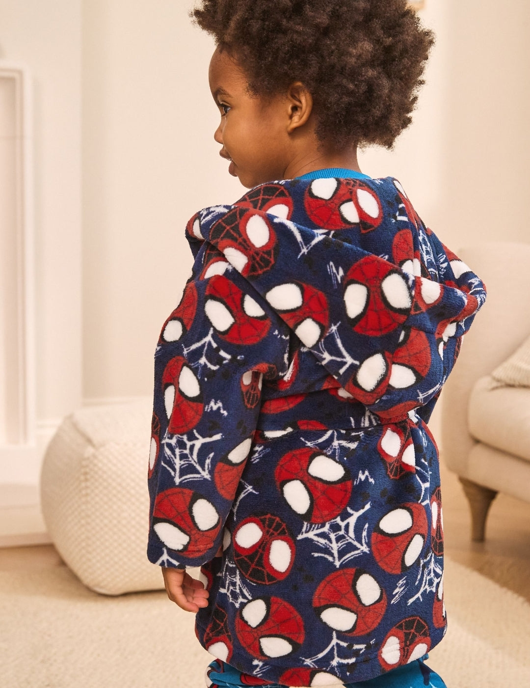 Navy Spiderman Fleece Robe
